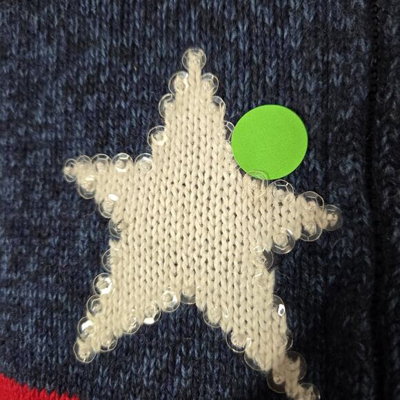 VTG Tiara International Cardigan Sweater sz L Red White Blue Zip Front Patriotic - Picture 6 of 13